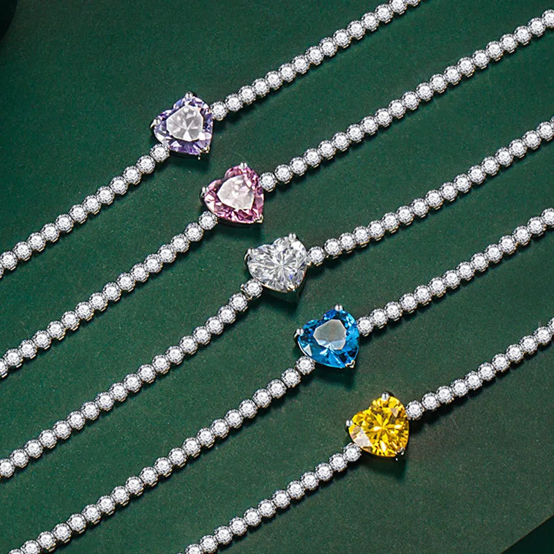 S925 Silver Heart Crystal Stone Women's Bracelet Deluxe Handjewelry