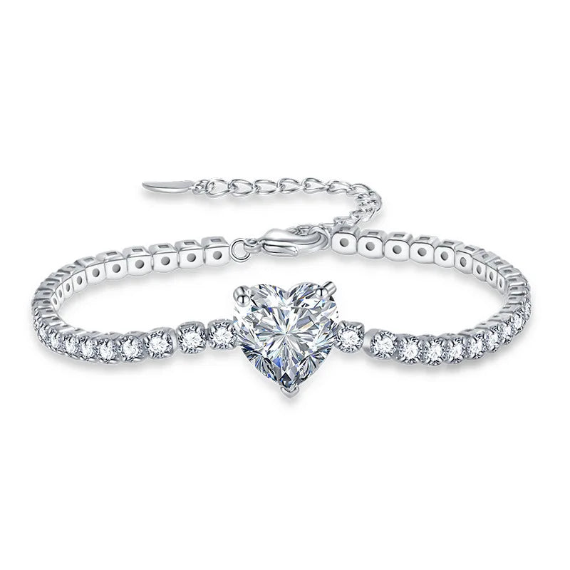 S925 Silver Heart Crystal Stone Women's Bracelet Deluxe Handjewelry