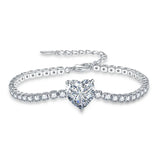 S925 Silver Heart Crystal Stone Women's Bracelet Deluxe Handjewelry