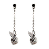 S925 Silver Fat Rabbit Dangle Earrings Vintage Punk Jewelry