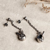 S925 Silver Fat Rabbit Dangle Earrings Vintage Punk Jewelry