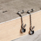 S925 Silver Fat Rabbit Dangle Earrings Vintage Punk Jewelry