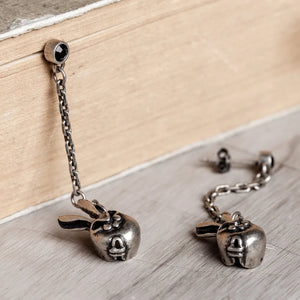 S925 Silver Fat Rabbit Dangle Earrings Vintage Punk Jewelry