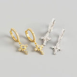 S925 Silver Cross Huggie Earrings 14K Filled Clip Earrings Zircon Ear Clips