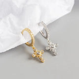 S925 Silver Cross Huggie Earrings 14K Filled Clip Earrings Zircon Ear Clips