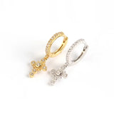 S925 Silver Cross Huggie Earrings 14K Filled Clip Earrings Zircon Ear Clips