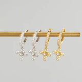 S925 Silver Cross Huggie Earrings 14K Filled Clip Earrings Zircon Ear Clips
