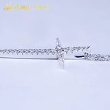 S925 Silver Cross Pendant Necklace with Zircons for Christmas Jewelry