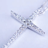 S925 Silver Cross Pendant Necklace with Zircons for Christmas Jewelry
