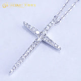 S925 Silver Cross Pendant Necklace with Zircons for Christmas Jewelry