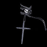 S925 Silver Cross Pendant Necklace with Zircons for Christmas Jewelry