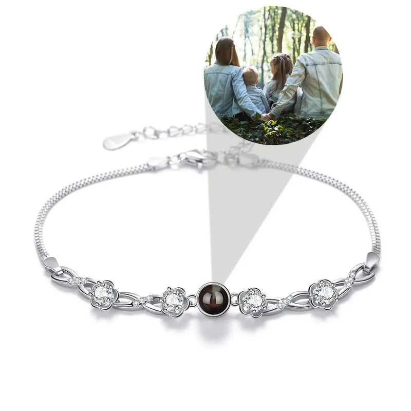 S925 Silver Projection Photo Bracelet Personalized Mother Gift