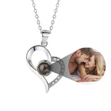 S925 Silver Photo Projection Necklace Heart Picture Necklace
