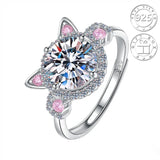 S925 Silver Cat Claw Zirconia Engagement Open Ring