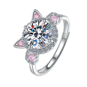 S925 Silver Cat Claw Zirconia Engagement Open Ring