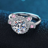 S925 Silver Cat Claw Zirconia Engagement Open Ring