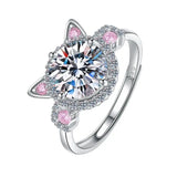 S925 Silver Cat Claw Zirconia Engagement Open Ring