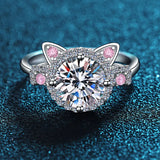 S925 Silver Cat Claw Zirconia Engagement Open Ring