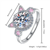 S925 Silver Cat Claw Zirconia Engagement Open Ring