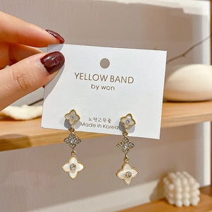 S925 Silver Flower Drop Earrings for Women Wedding Jewelry