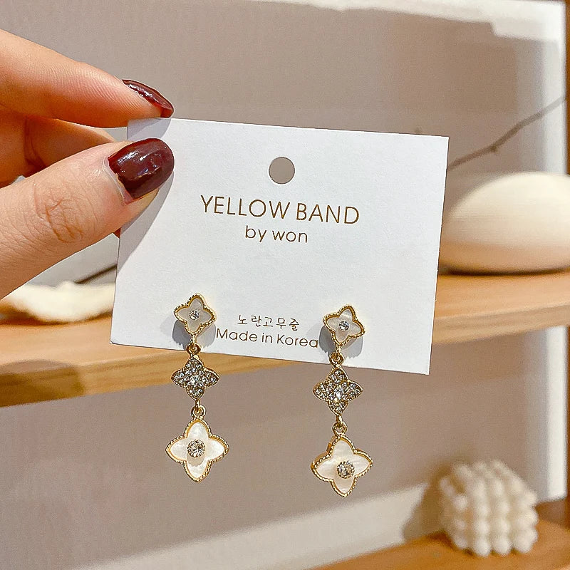 S925 Silver Flower Drop Earrings for Women Wedding Jewelry