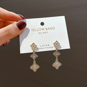 S925 Silver Flower Drop Earrings for Women Wedding Jewelry