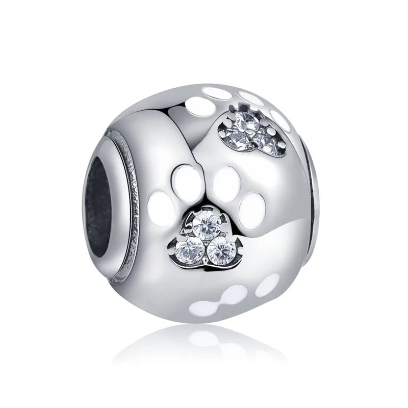 S925 Silver Dog Bone & Paw Charms for Bracelet Making Jewelry