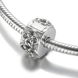 S925 Silver Flower Pattern Clips Stoppers Charm for Lady Bracelet