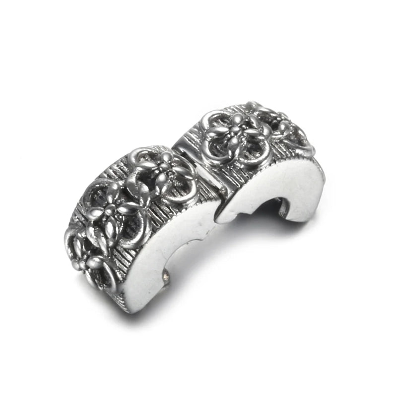 S925 Silver Flower Pattern Clips Stoppers Charm for Lady Bracelet