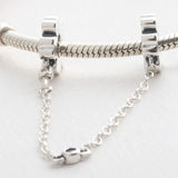 S925 Silver DIY Jewelry Flower Safety Chain Charm for Bracelets & Bangles