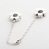 S925 Silver DIY Jewelry Flower Safety Chain Charm for Bracelets & Bangles