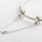 S925 Silver DIY Jewelry Flower Safety Chain Charm for Bracelets & Bangles