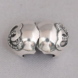 S925 Silver Heart Bond Clips Stoppers Charm for Lady Bracelets & Bangles