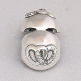 S925 Silver Heart Bond Clips Stoppers Charm for Lady Bracelets & Bangles