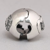 S925 Silver Heart Bond Clips Stoppers Charm for Lady Bracelets & Bangles