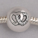 S925 Silver Heart Bond Clips Stoppers Charm for Lady Bracelets & Bangles