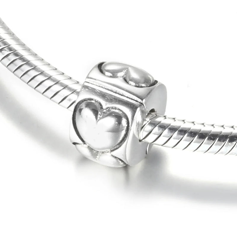 S925 Silver Hearts Clip Stoppers Charm for Bracelet