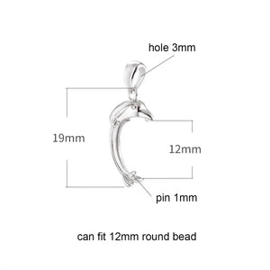 S925 Silver Drilled Pearls Pendant Blank Base DIY Jewellery Accessories