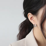 S925 Silver Geometric Square Hollow-out Woman's Earring