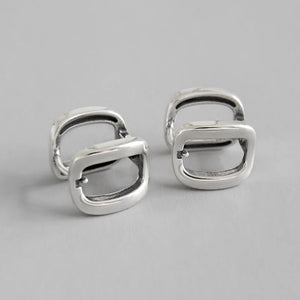 S925 Silver Geometric Square Hollow-out Woman's Earring