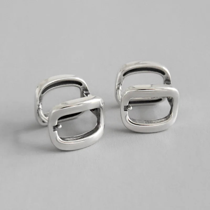 S925 Silver Geometric Square Hollow-out Woman's Earring