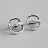 S925 Silver Geometric Square Hollow-out Woman's Earring