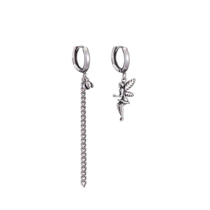 S925 Silver Retro Earrings Non-Mainstream Angel Ear Clip