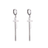 S925 Silver Retro Earrings with Cross Ear Clip