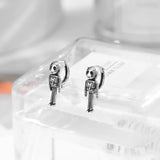 S925 Silver Skull Ear Clip Earrings Retro All-match Party Jewelry