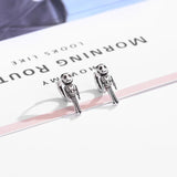S925 Silver Skull Ear Clip Earrings Retro All-match Party Jewelry