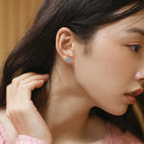Aquamarine Crystal Earrings for Women - 6.5mm - S925 Silver
