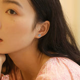 Aquamarine Crystal Earrings for Women - 6.5mm - S925 Silver