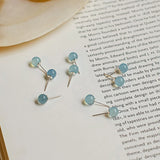 Aquamarine Crystal Earrings for Women - 6.5mm - S925 Silver