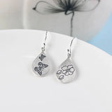 S925 Silver Drop Earrings Frosted Butterfly Print Women Girls Gift